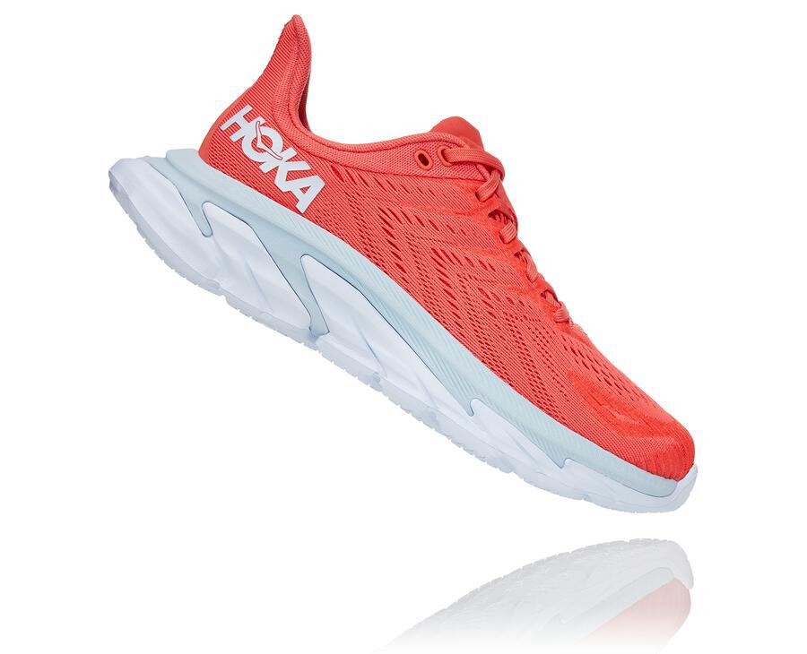 Tenis Hoka One One Feminino Vermelhas/Branco - Clifton Edge - 817-EXLUFJ